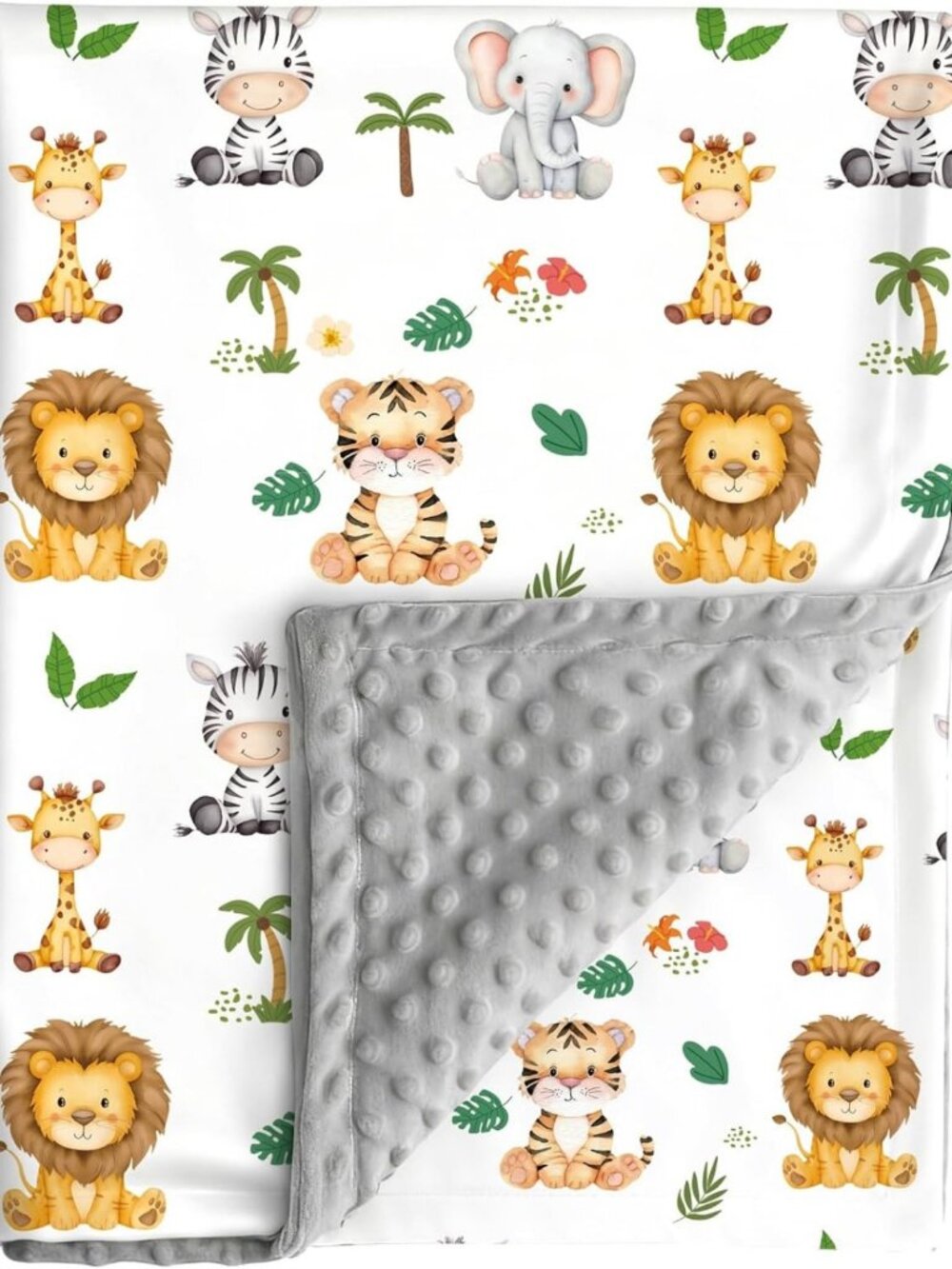 Jungle Safari Baby Blanket | Gender Neutral Minky Double Layer for Newborns